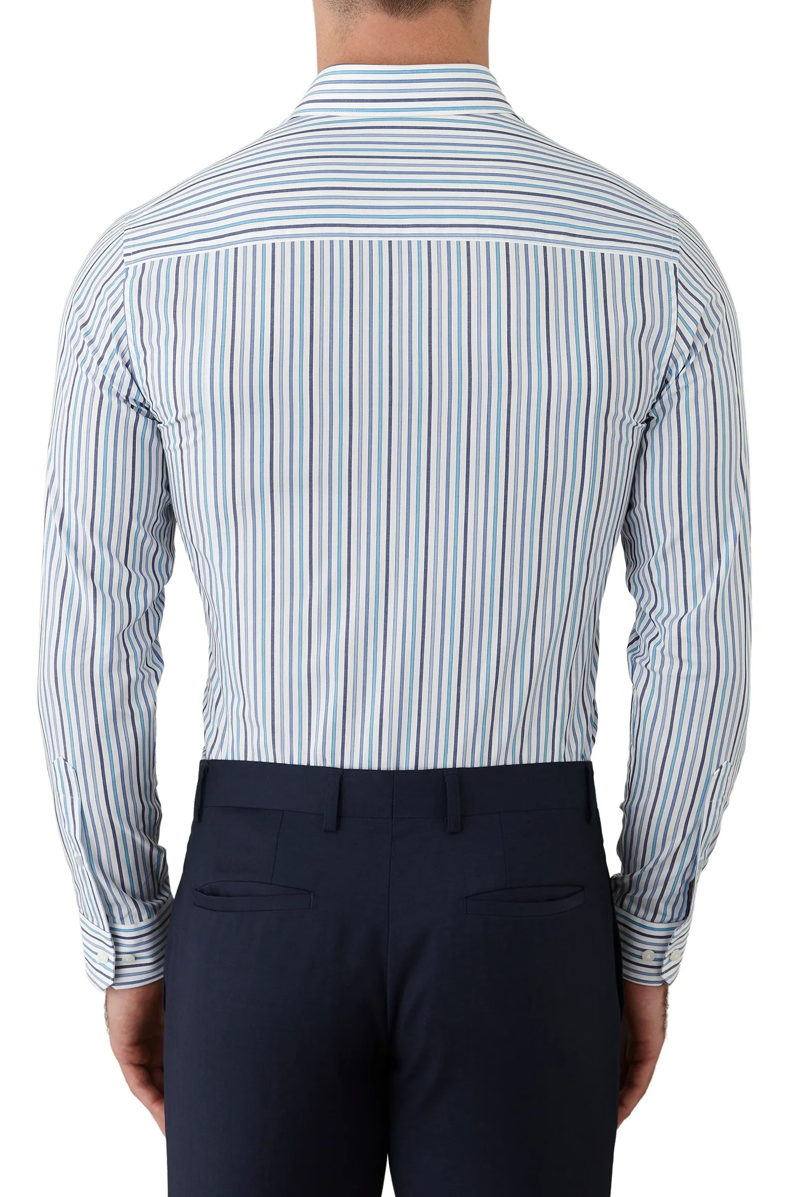 Gibson Motion shirt - Blue/Navy/Aqua Stripe