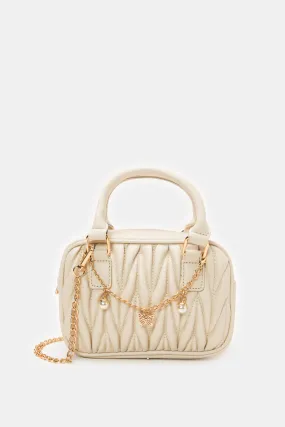 Girls Beige Embellished Crossbody Bag