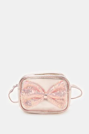 Girls Pink Embellished Crossbody Bag