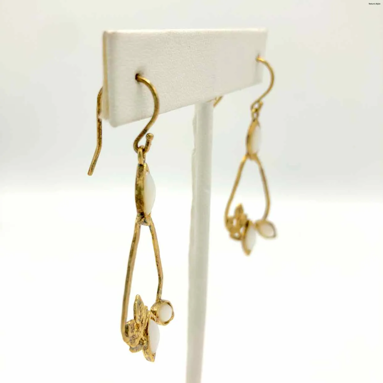 Goldtone White Dangle Earrings