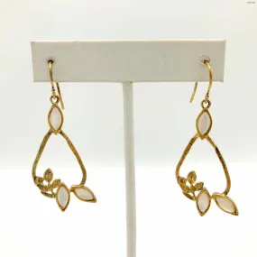 Goldtone White Dangle Earrings