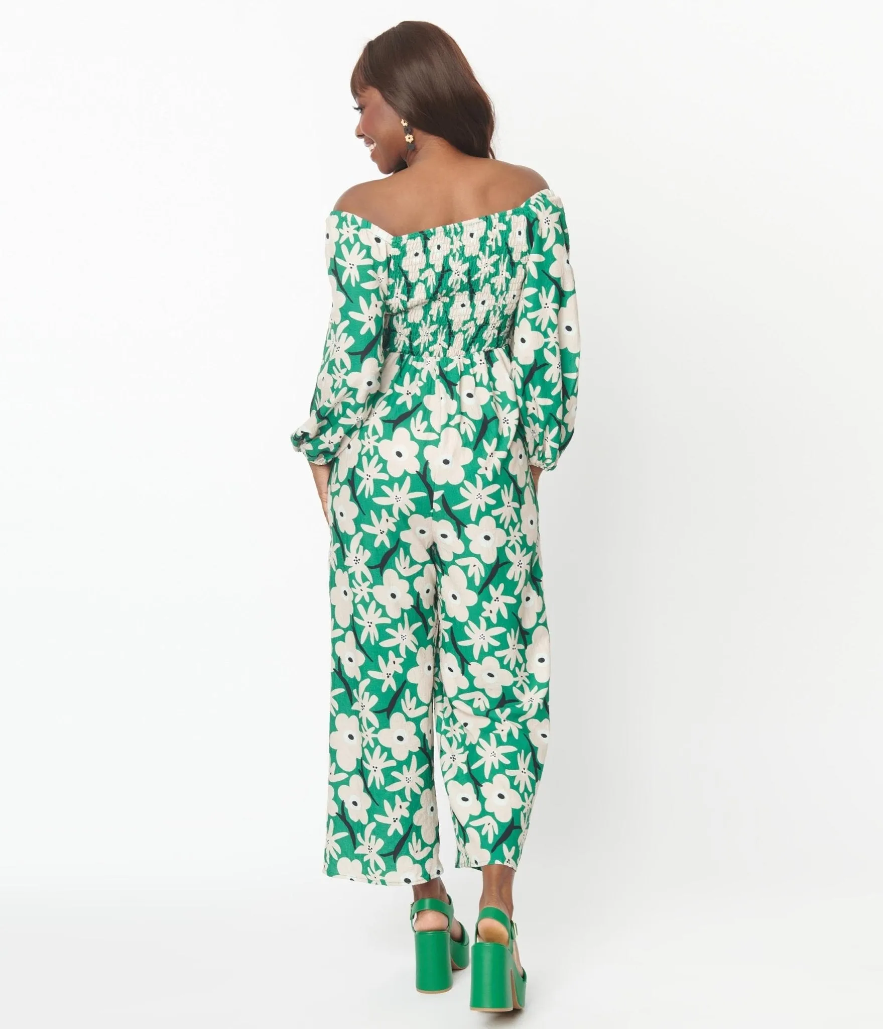 Green & Ivory Floral Jumpsuit