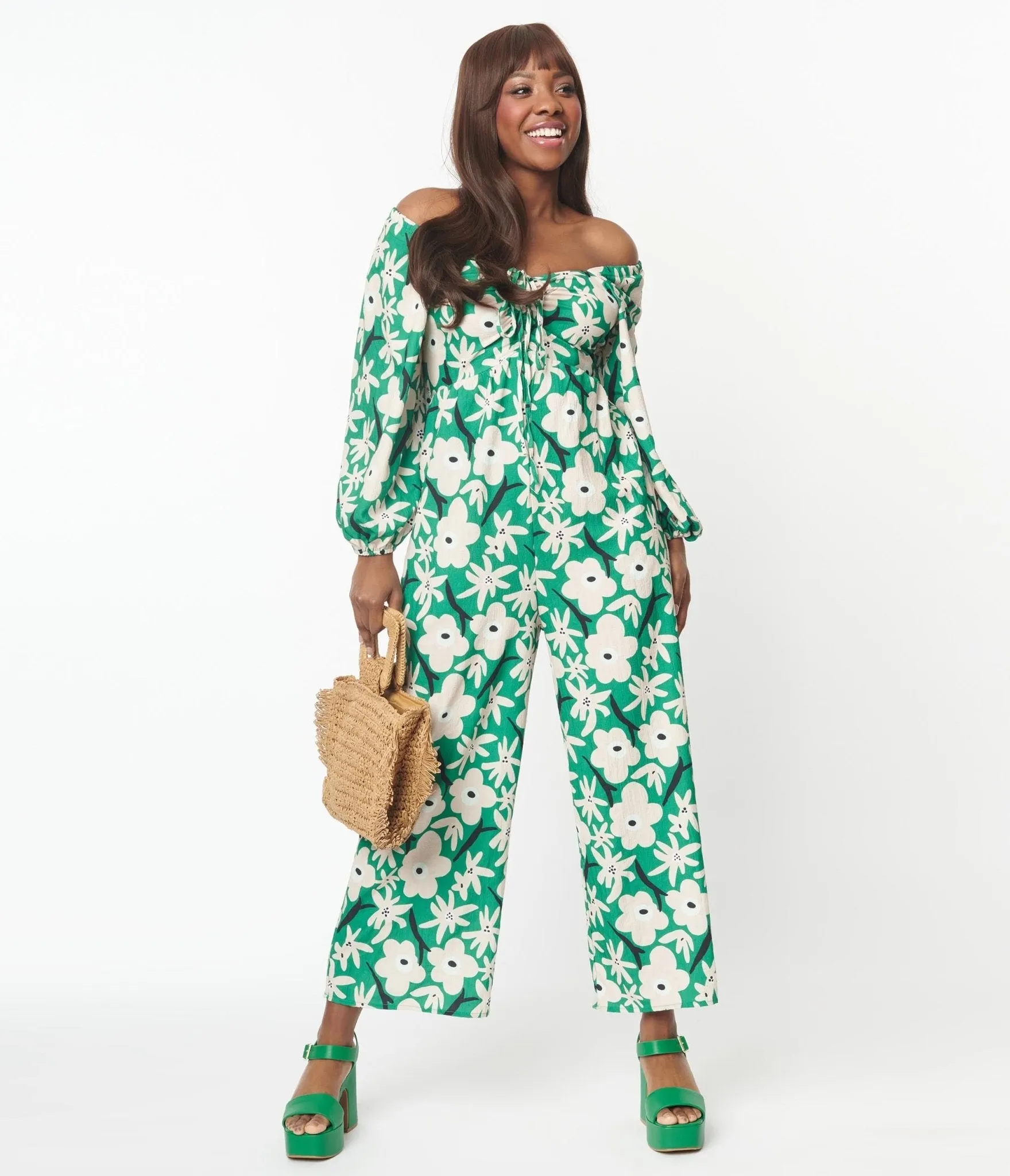 Green & Ivory Floral Jumpsuit