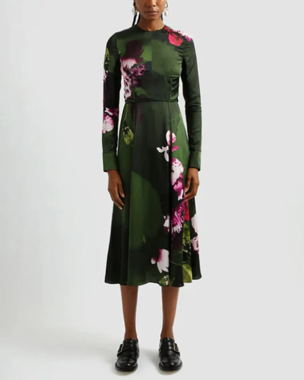 Green Floral Midi Dress