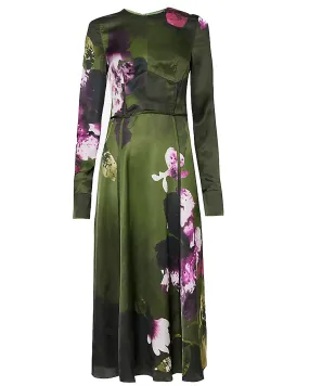 Green Floral Midi Dress