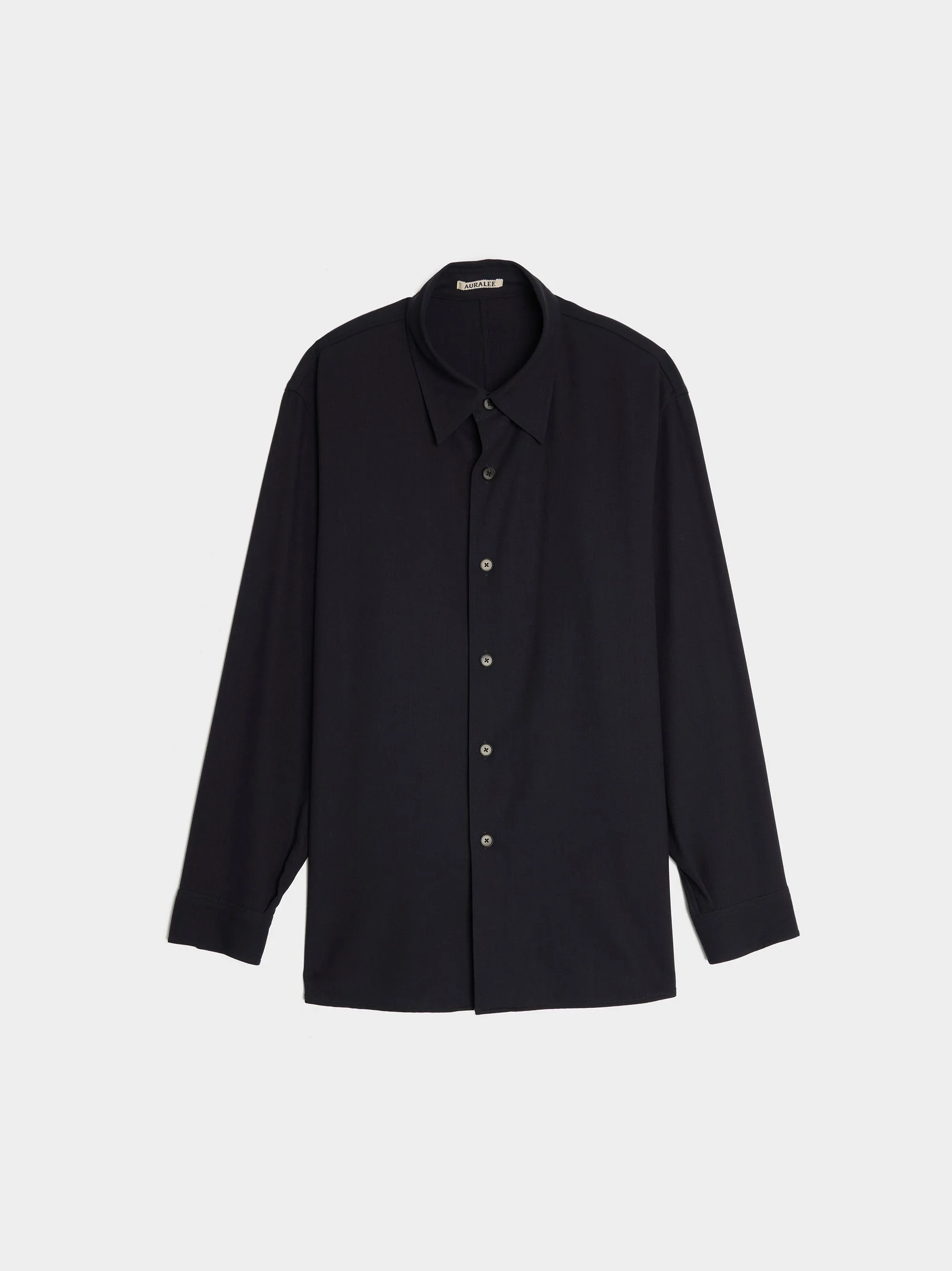 Hard Twist Wool Dobby Shirt, Dark Navy