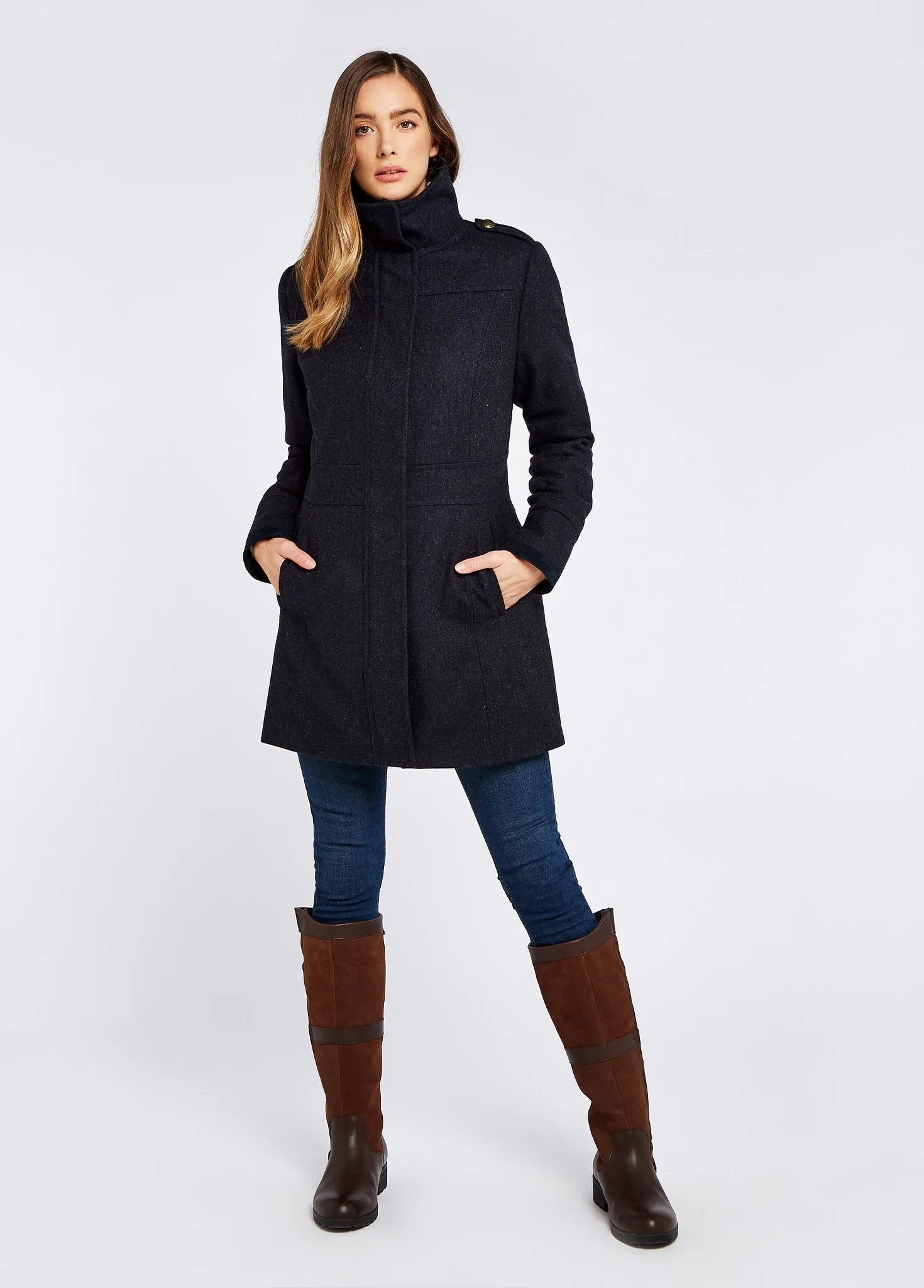 Hedgerow Tweed Coat - Navy