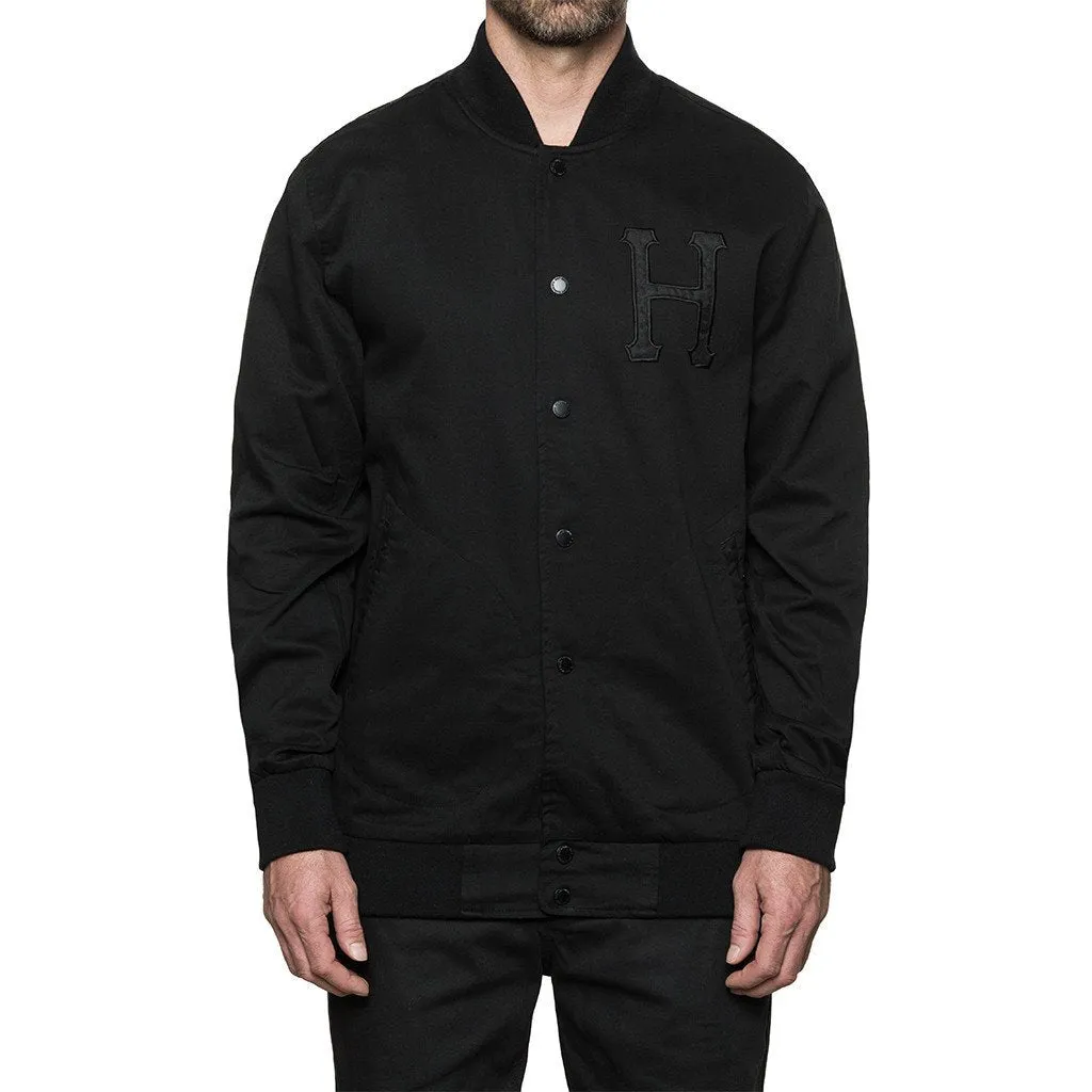 HUF X THRASHER BASEBALL JACKET // BLACK