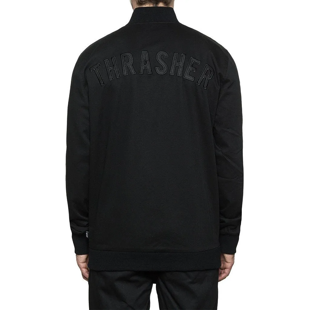 HUF X THRASHER BASEBALL JACKET // BLACK