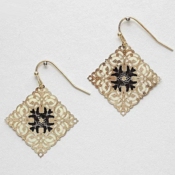 iLLASPARKZ Lacquered Enamel Floral Square Earrings