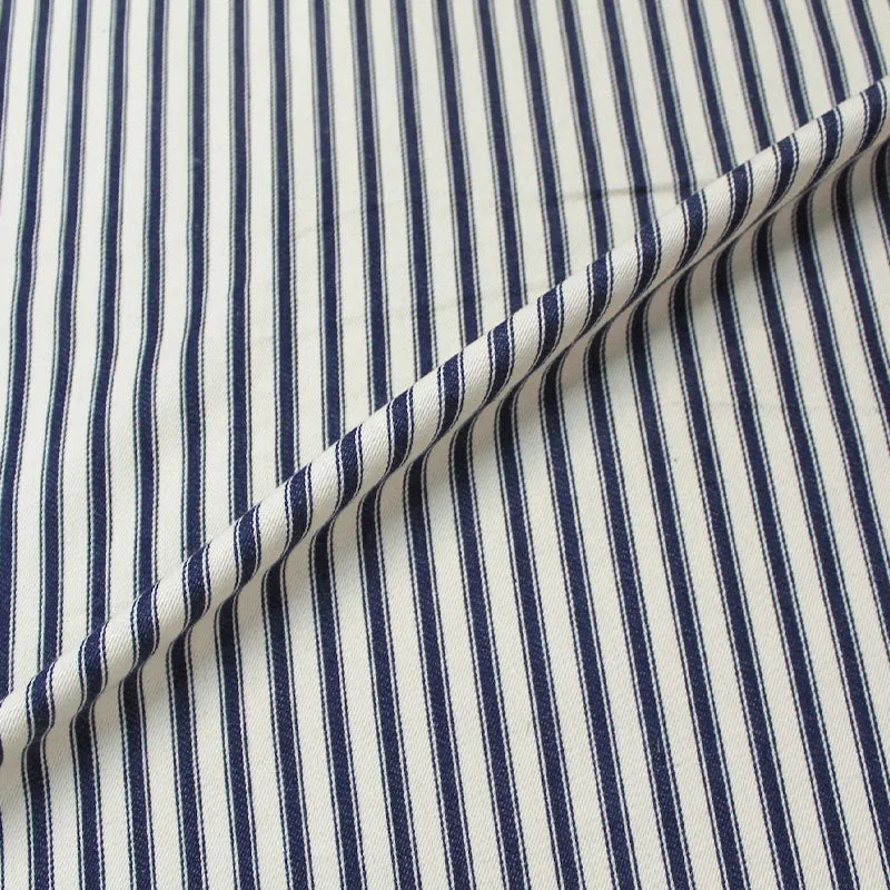 Indian Cotton Ticking Stripe Fabric -  Navy