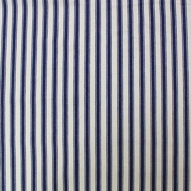 Indian Cotton Ticking Stripe Fabric -  Navy