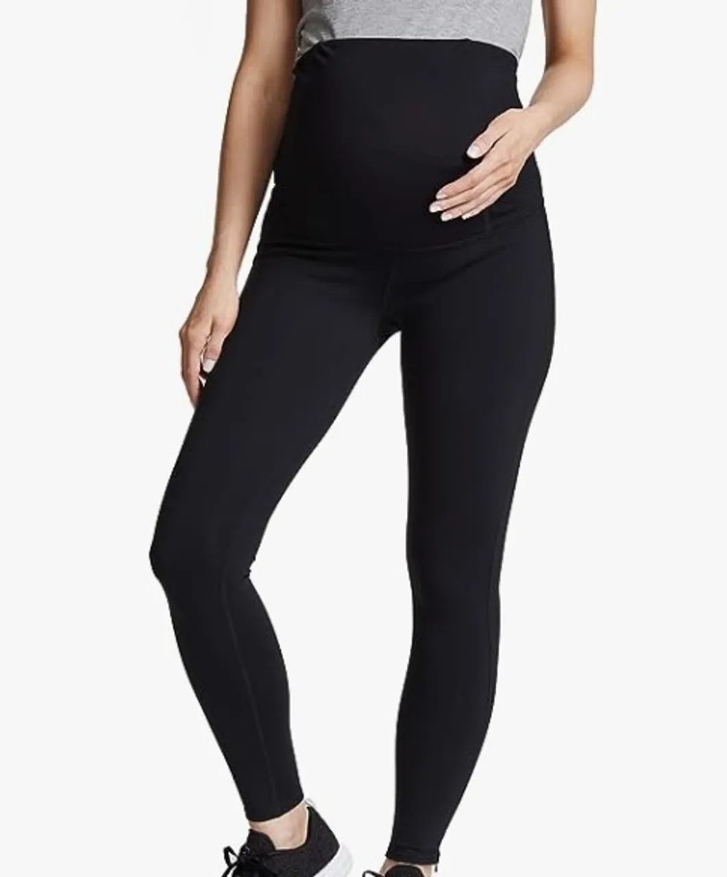 Ingrid & Isabel Black Maternity Ankle Zip Legging with Crossover Panel for Support and Comfort | Excellent Used Condition Si