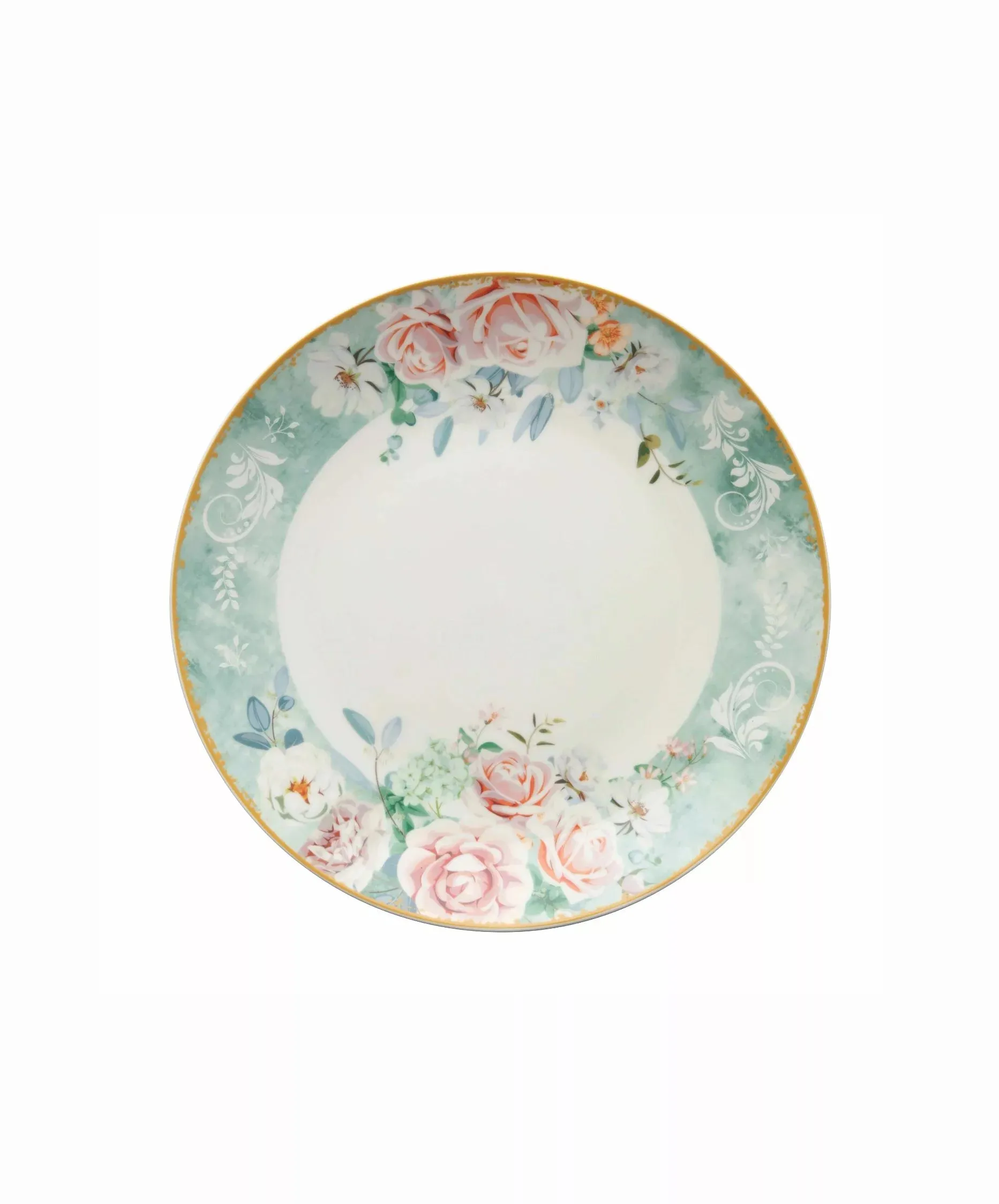 Jenna Clifford -7110 Green Floral Dinner Plate (Set Of 4)