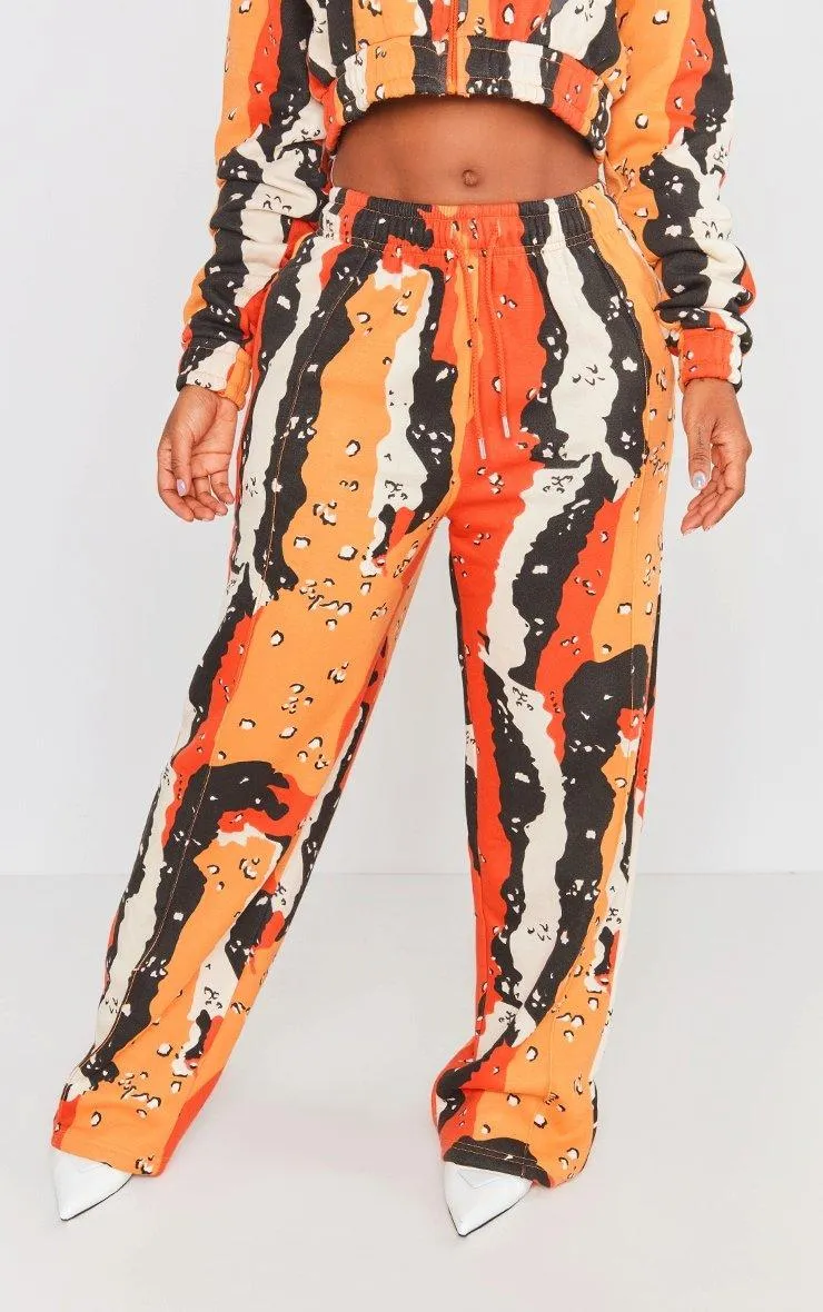 Joggers | Shape Orange Straight Leg Camo Joggers | PrettyLittleThing