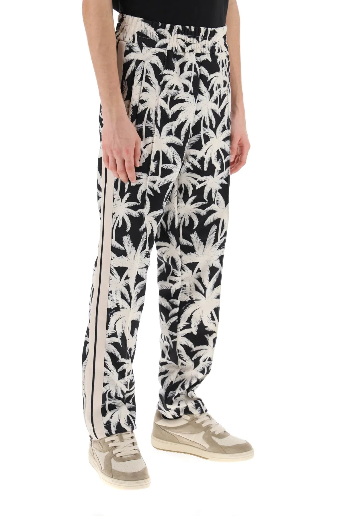 joggers with palms print PMCJ020R24FAB002 BLACK OFF WHITE