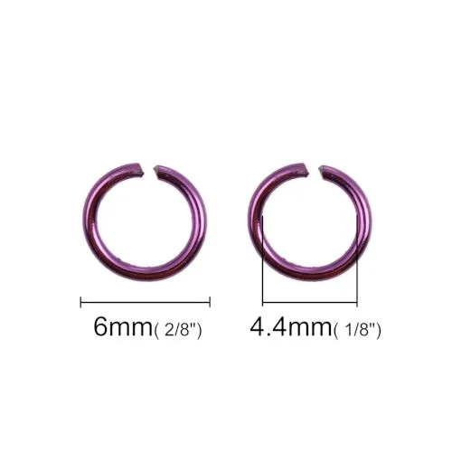 Jump Rings, Aluminium, Round, Open, Variety Pack, Assorted, Pink And Purple, 6x0.8mm