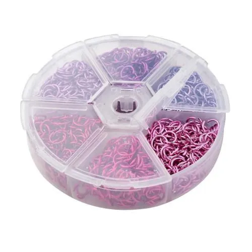 Jump Rings, Aluminium, Round, Open, Variety Pack, Assorted, Pink And Purple, 6x0.8mm