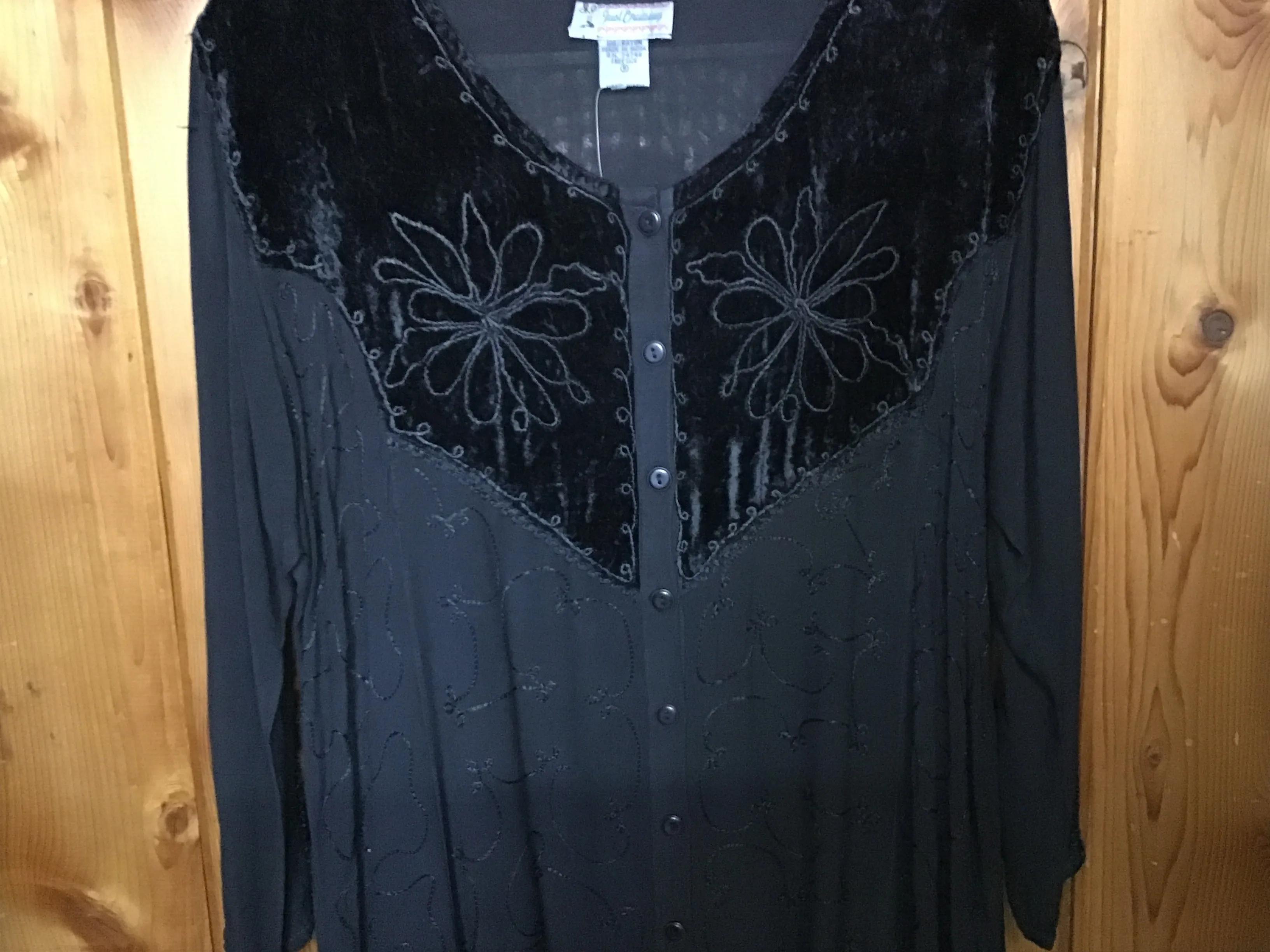 Just cruising rayon blouse, tone on tone embroidery