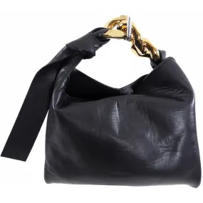 JW Anderson Small Black Leather Chain Hobo Bag