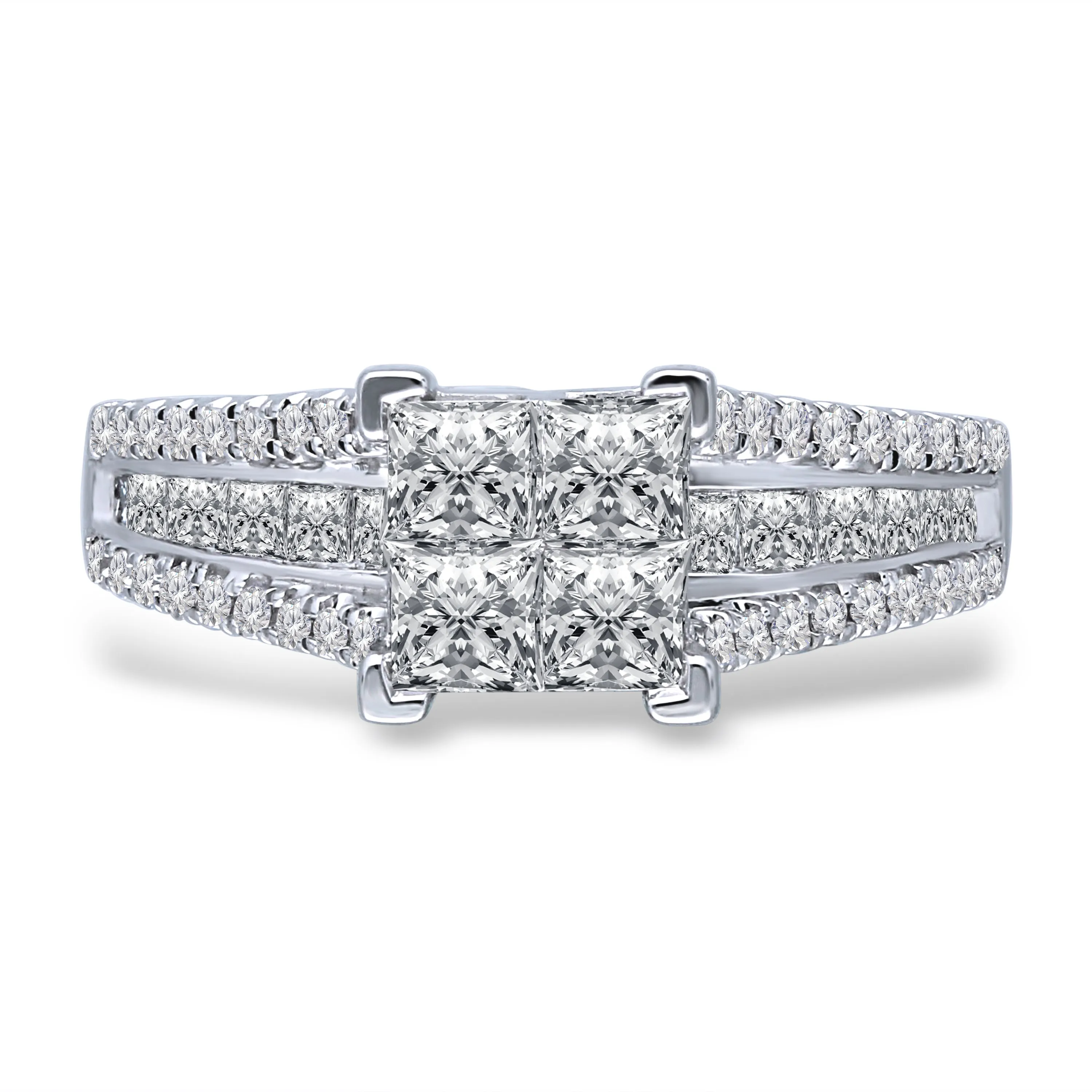 Kallati Eternal Princess Shape Diamond Engagement Ring in 14K White Gold