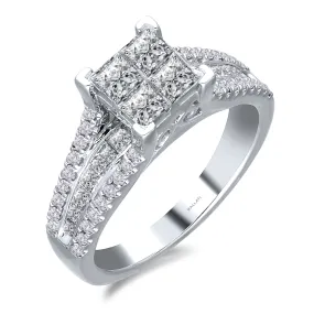 Kallati Eternal Princess Shape Diamond Engagement Ring in 14K White Gold