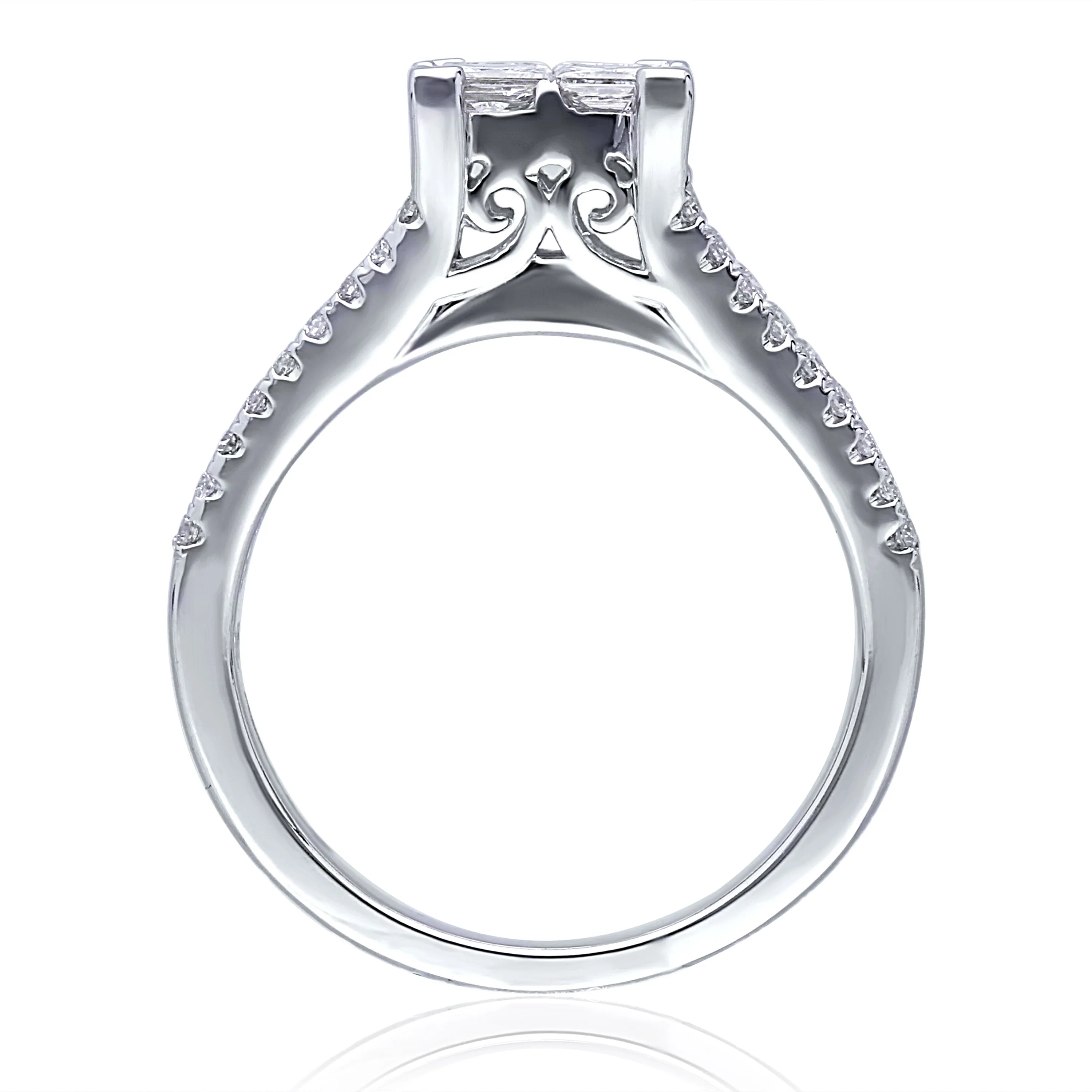 Kallati Eternal Princess Shape Diamond Engagement Ring in 14K White Gold