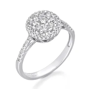 Kallati Eternal Round Halo Diamond Engagement Ring in 14K White Gold