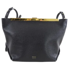 Khaite Black Grained Leather Augusta Crossbody Frame Bag