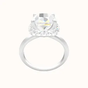 Knife Edge Engagement Ring With Halo Head