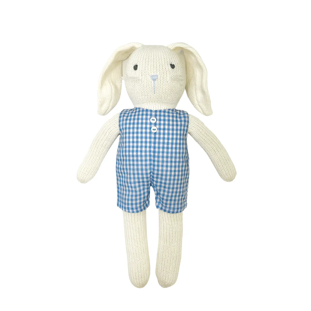 Knit Bunny with Blue Gingham Jon Jon