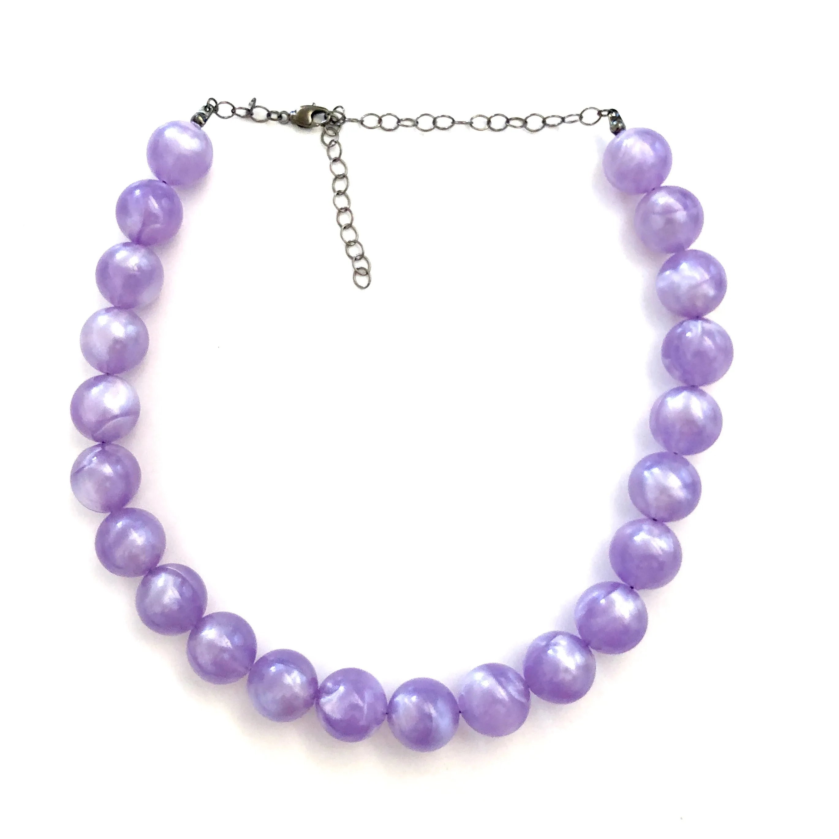 Lavender Purple Marbled Lucite Marco Necklace