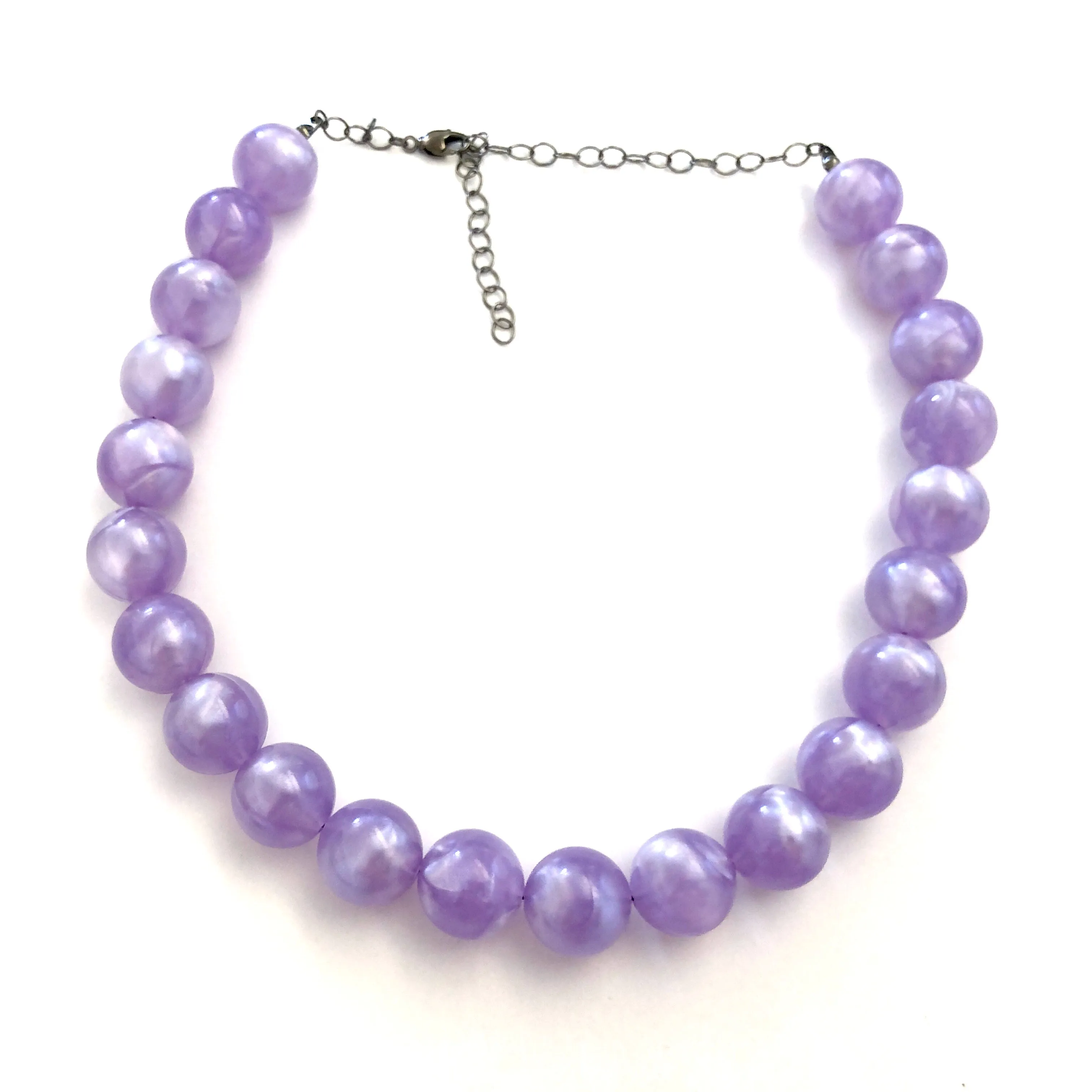 Lavender Purple Marbled Lucite Marco Necklace