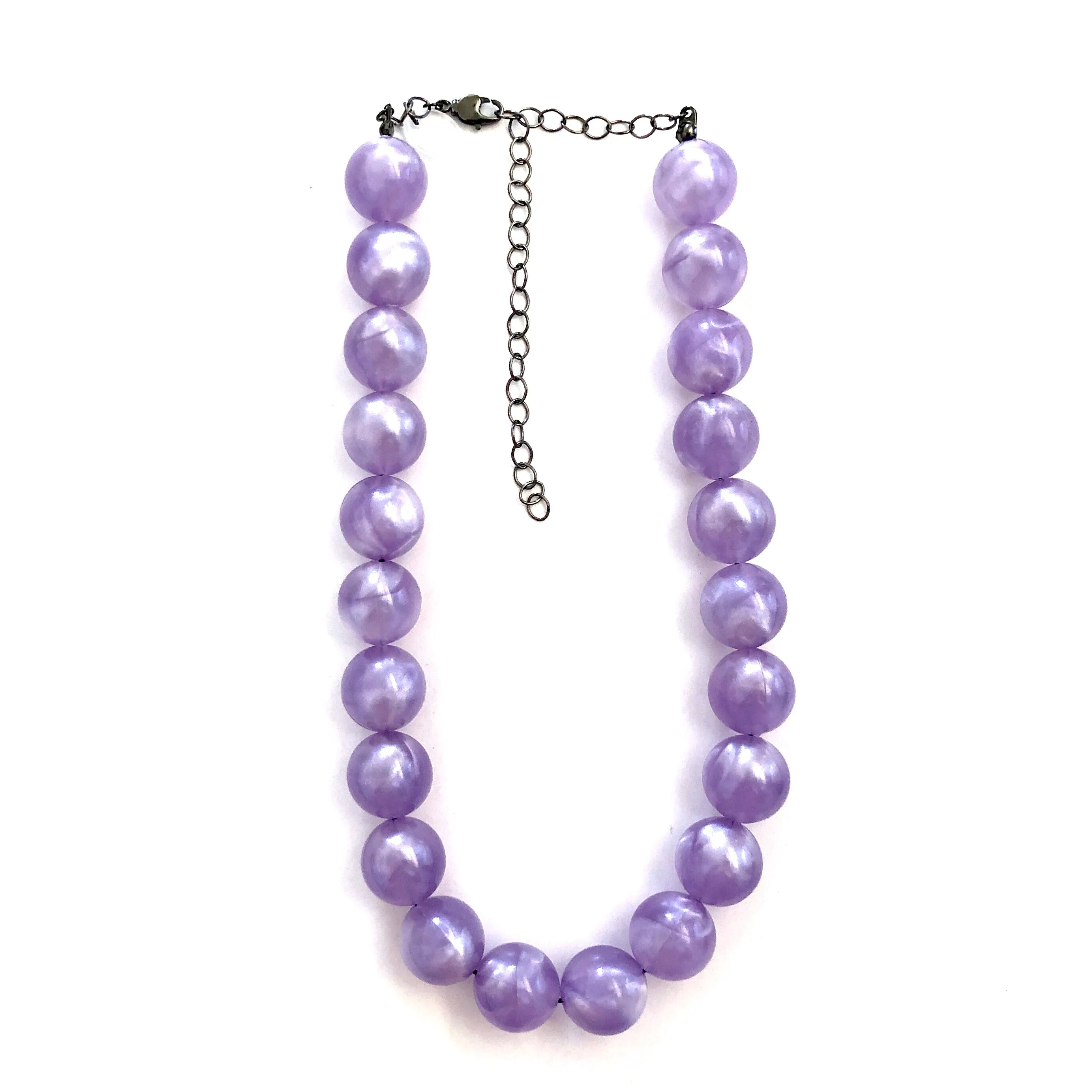 Lavender Purple Marbled Lucite Marco Necklace