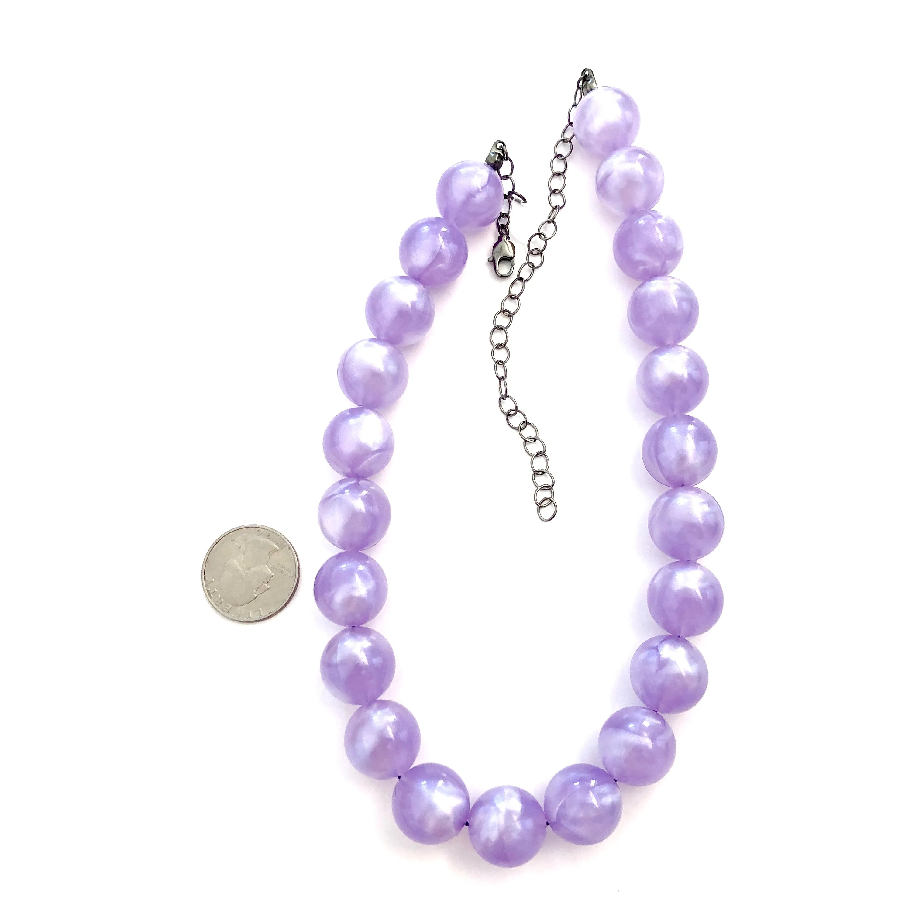 Lavender Purple Marbled Lucite Marco Necklace