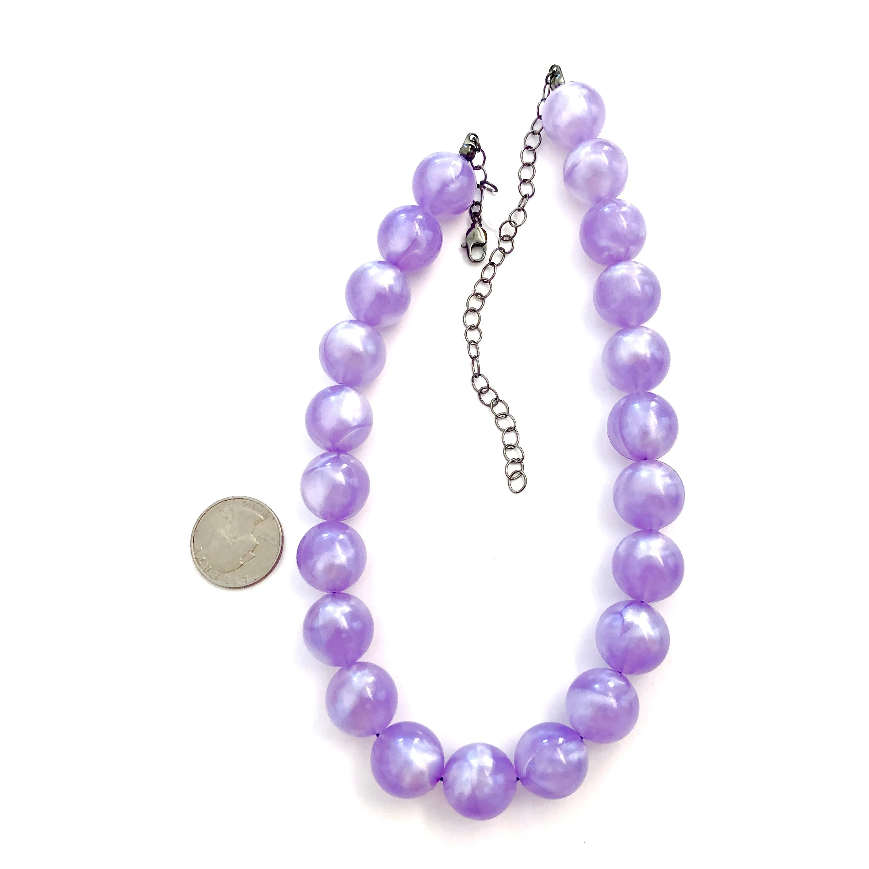 Lavender Purple Marbled Lucite Marco Necklace