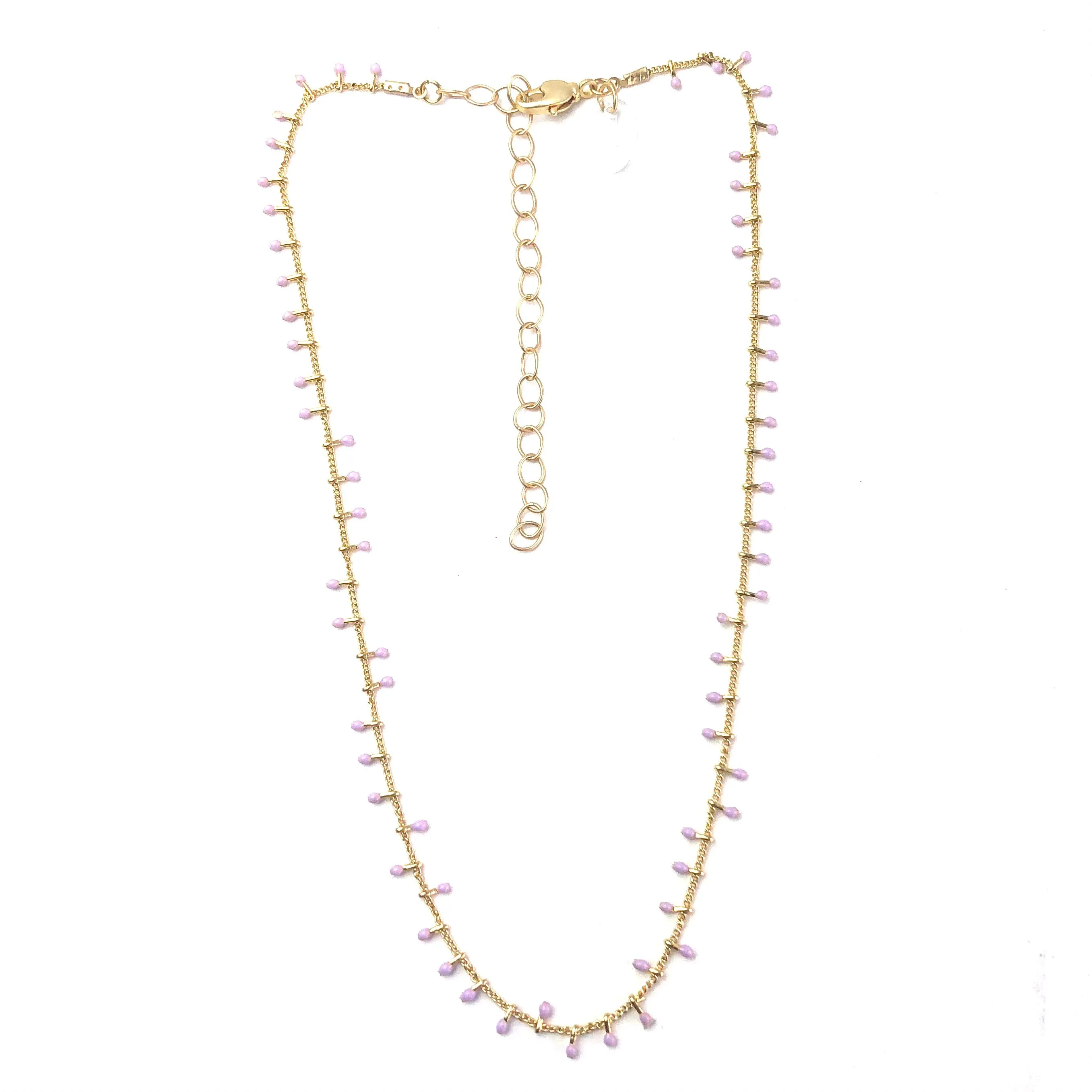 Lavender Swiss Dot Gold Necklace