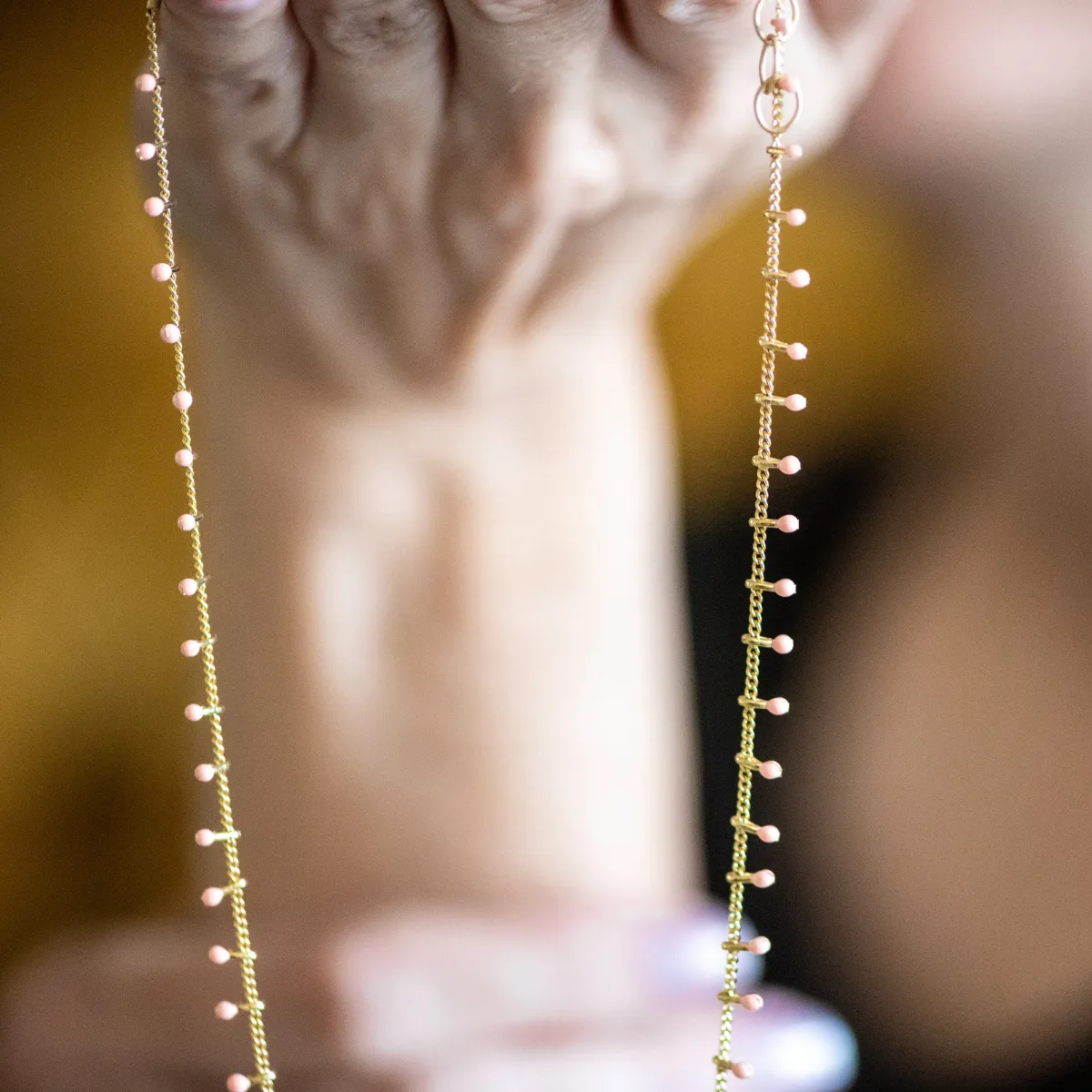 Lavender Swiss Dot Gold Necklace