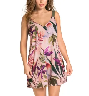 Leonisa Loose Fit Short Beach Cover Up Dress (193415) - Floral Pink