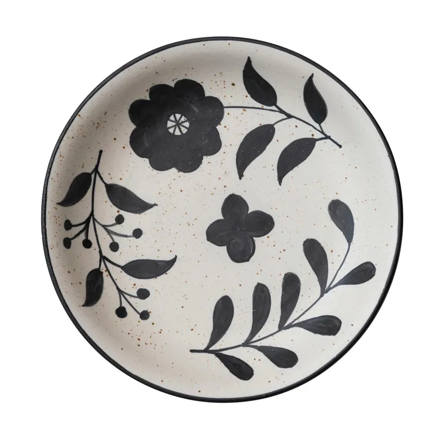 MATTE BLACK FLORAL BOWL