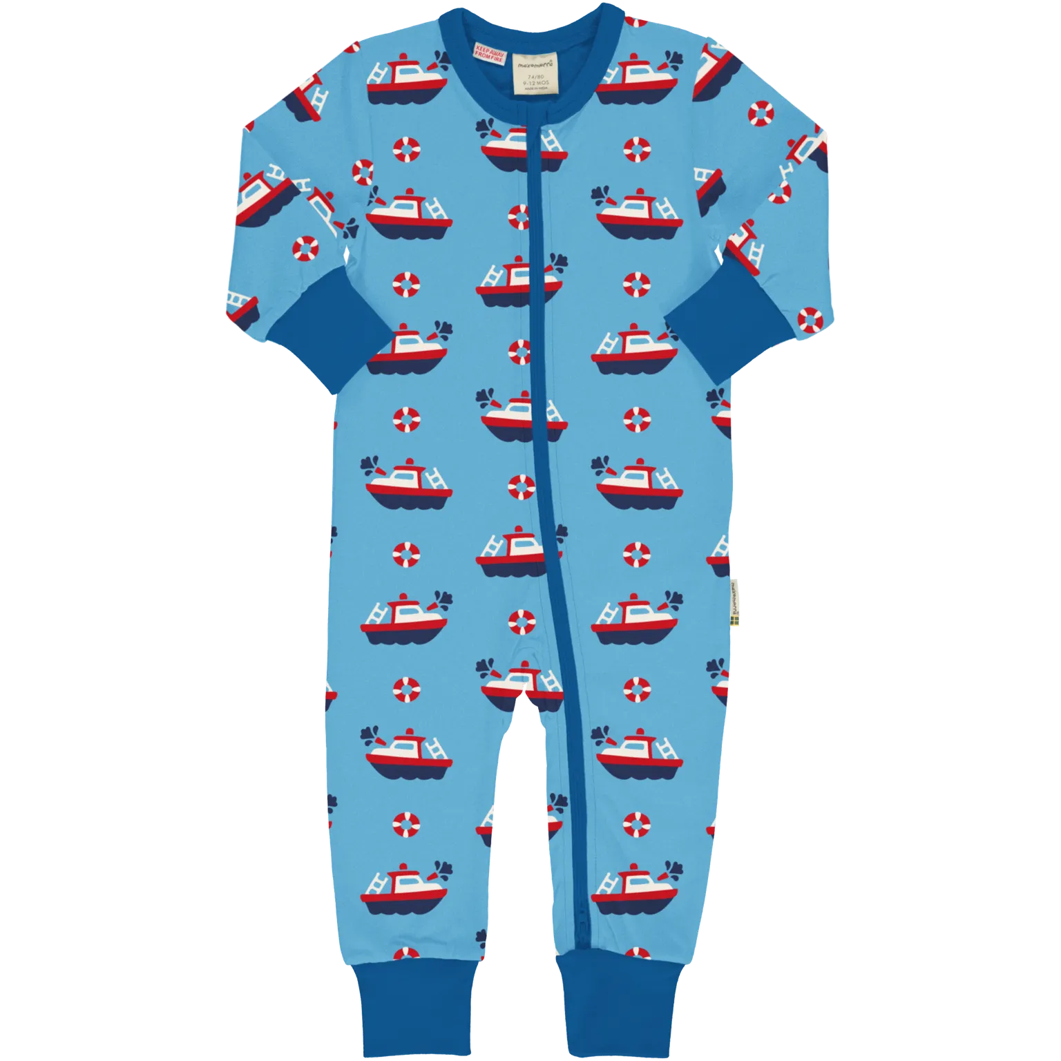 Maxomorra Fireboat Organic Cotton Long Sleeved Sleepsuit