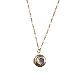 Moon Locket Necklace in Black