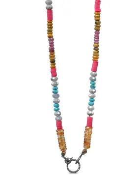 Multi Color Beaded Necklace with Diamond Clasps