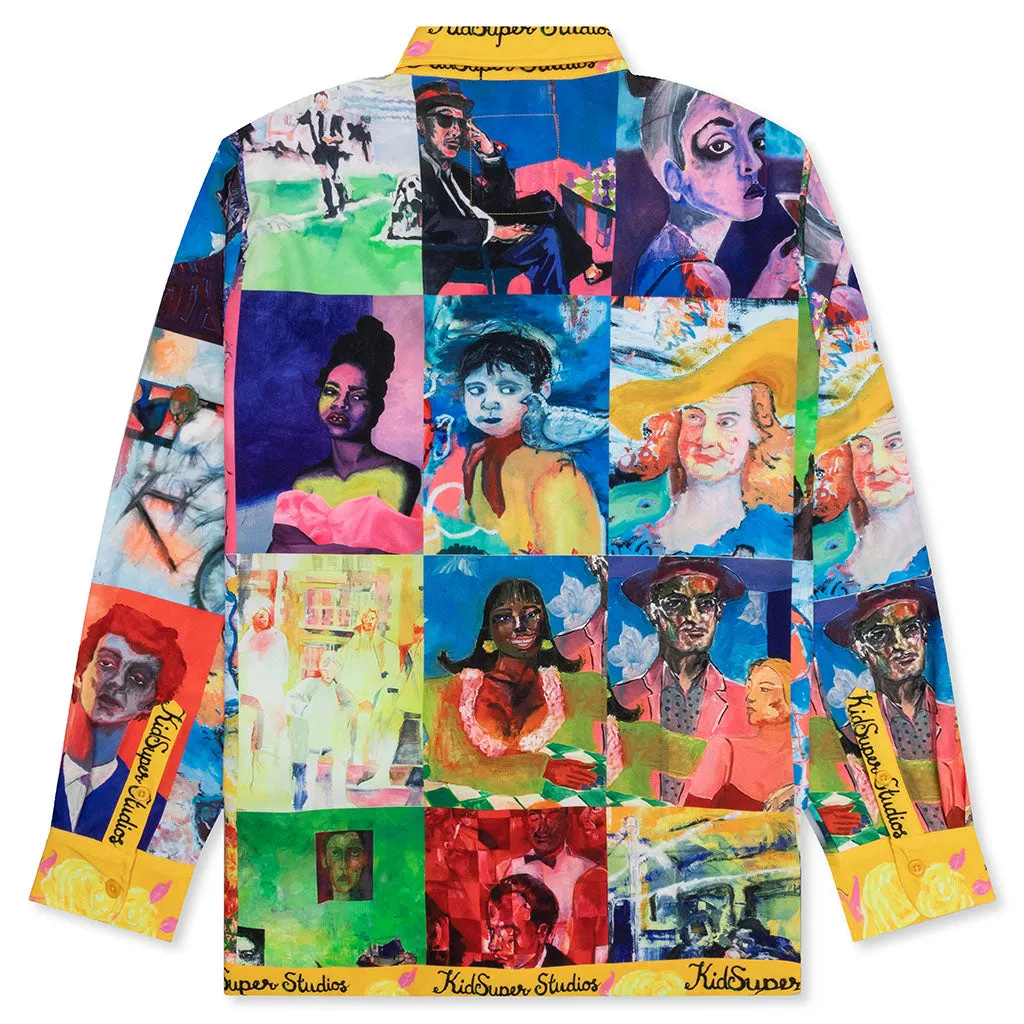 Multi Color Portraits Button Up - Multi