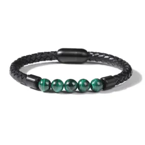 Nature Malachite Stone Leather Bracelet