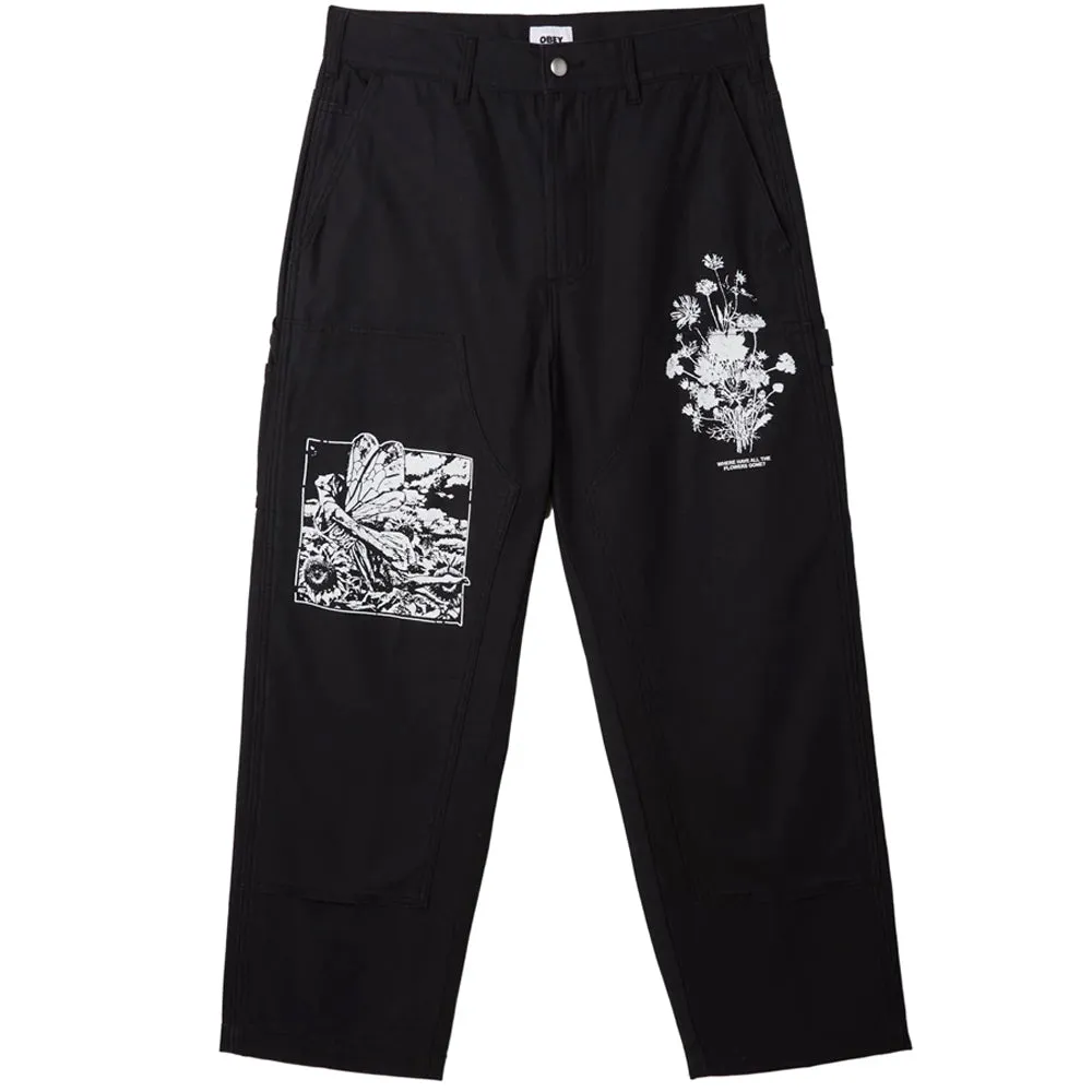 OBEY BIG TIMER TWILL PRINTED CARPENTER PANT // DIGITAL BLACK