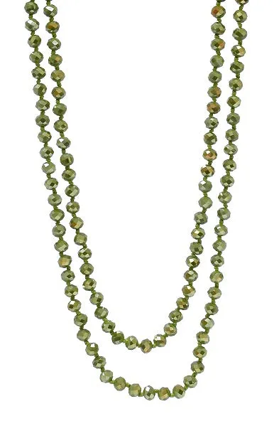 Olive Green Crystal Long Beaded 60