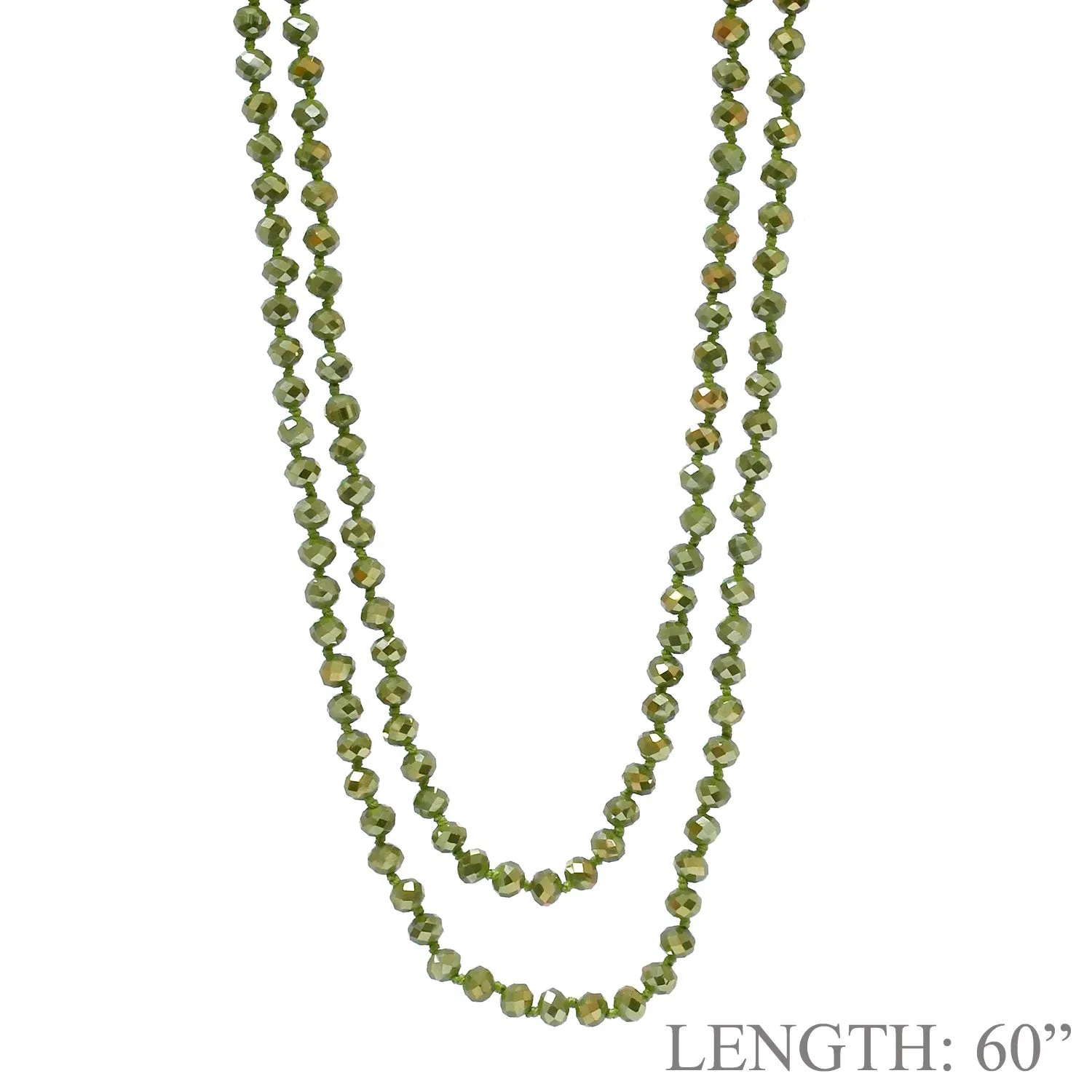 Olive Green Crystal Long Beaded 60