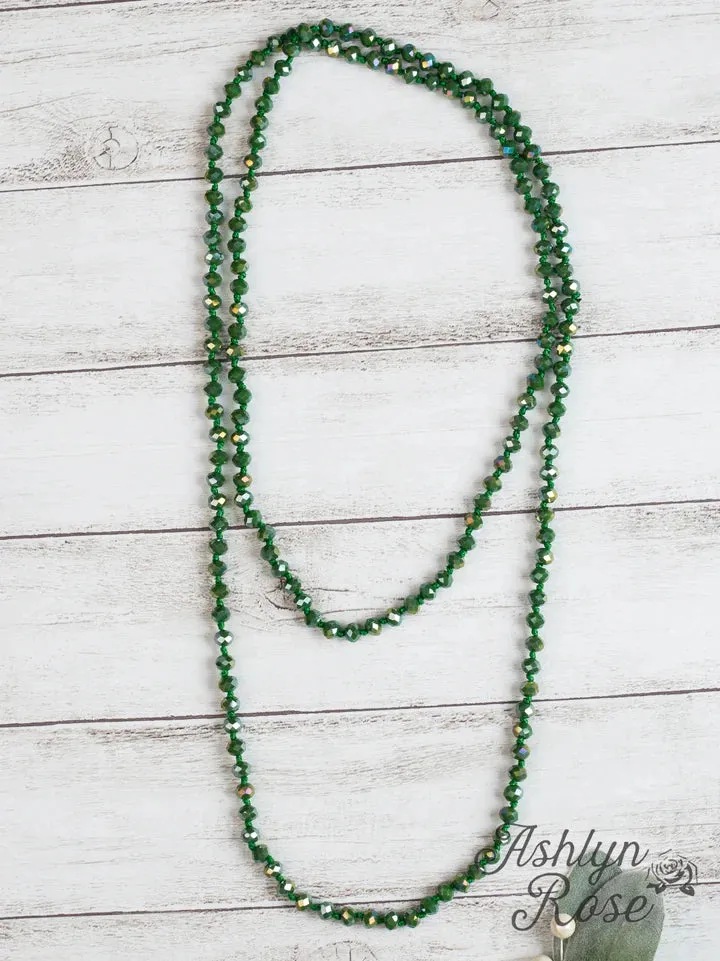 Olive Green Crystal Long Beaded 60