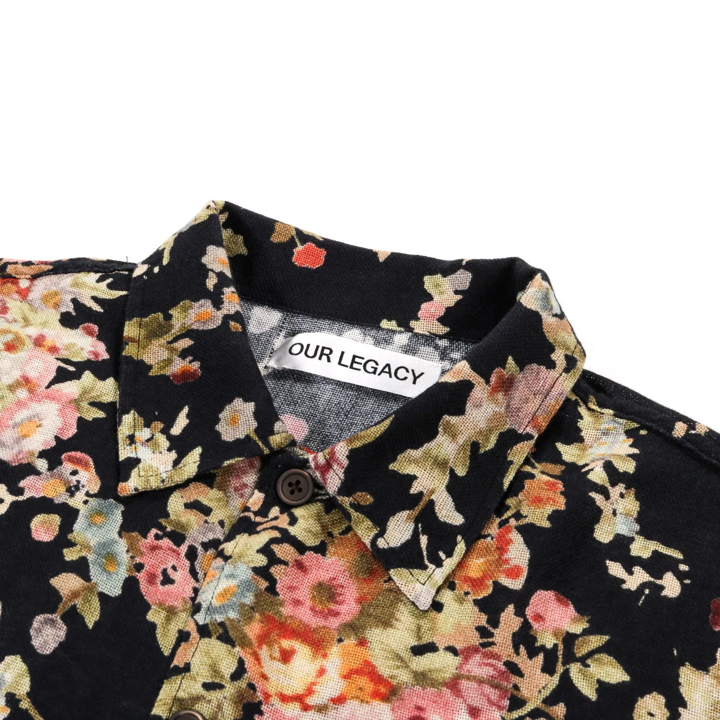 OUR LEGACY ELDER SHIRT SHORTSLEEVE BLACK FLORAL TAPESTRY PRINT